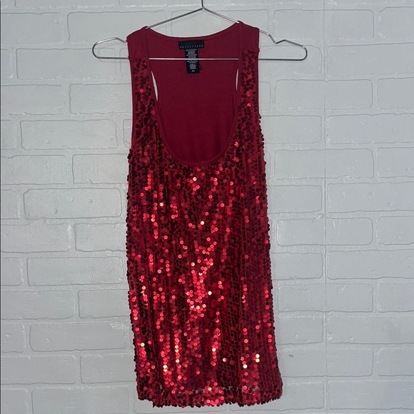 Apostrophe Tops - Apostrophe Womens Shirt Red Sequin Tank Top New Years Eve Celebrate Party Medium